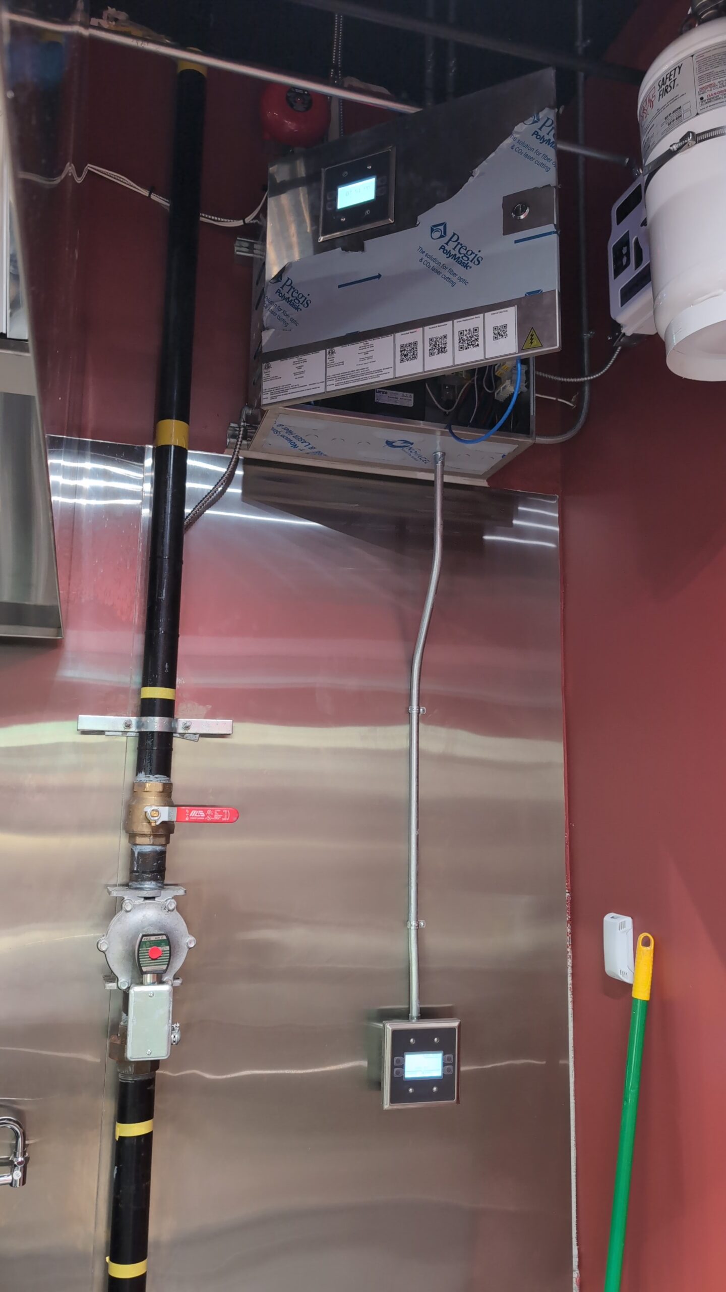 Kitchen hood control enclosure and wiring during installation at Thai Express in Brockville.