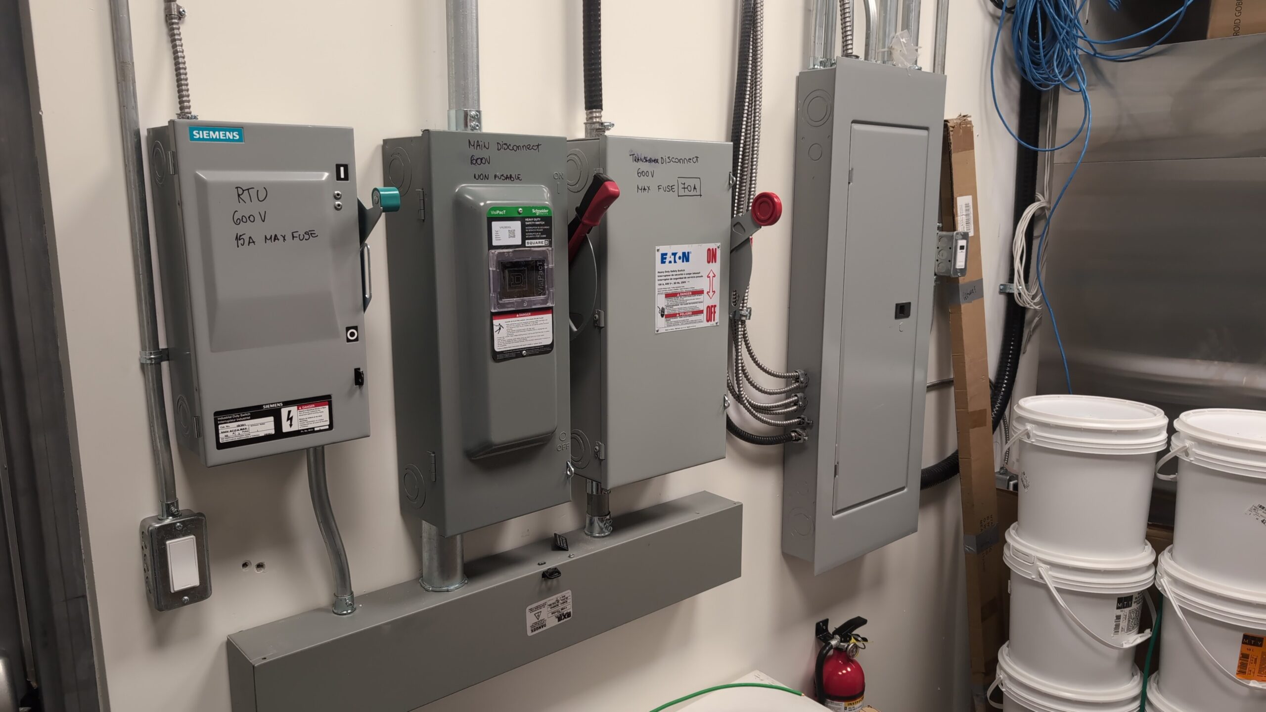 Electrical panel and disconnect switches at Thai Express in Brockville.