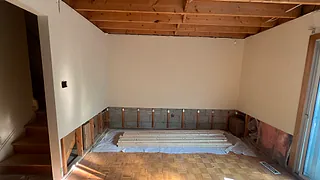 Renforth Drive interior during the full-gut renovation and complete rewiring