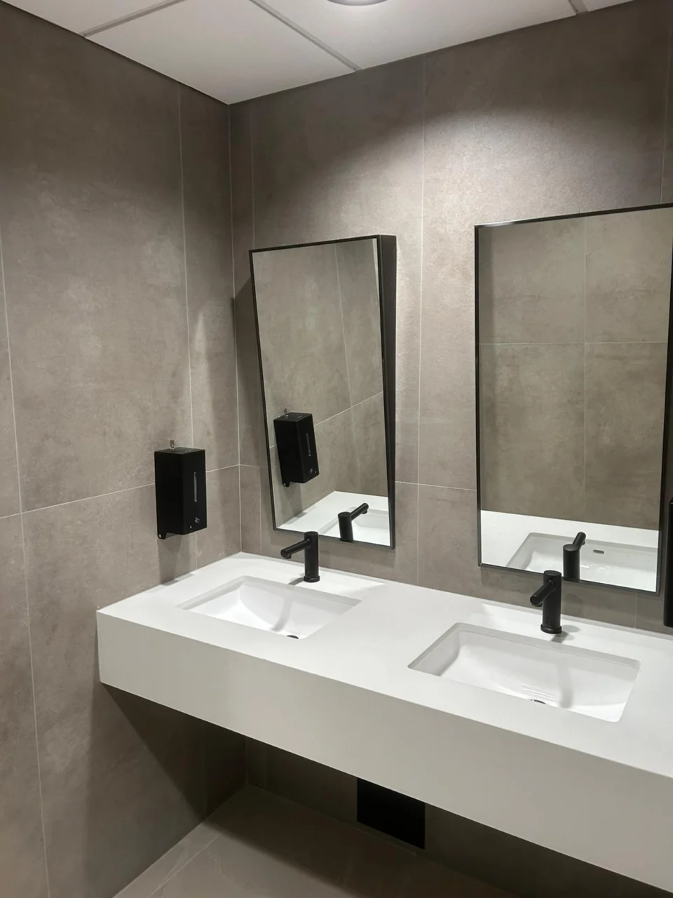Finished L E Shore Memorial Library washroom lighting in Thornbury