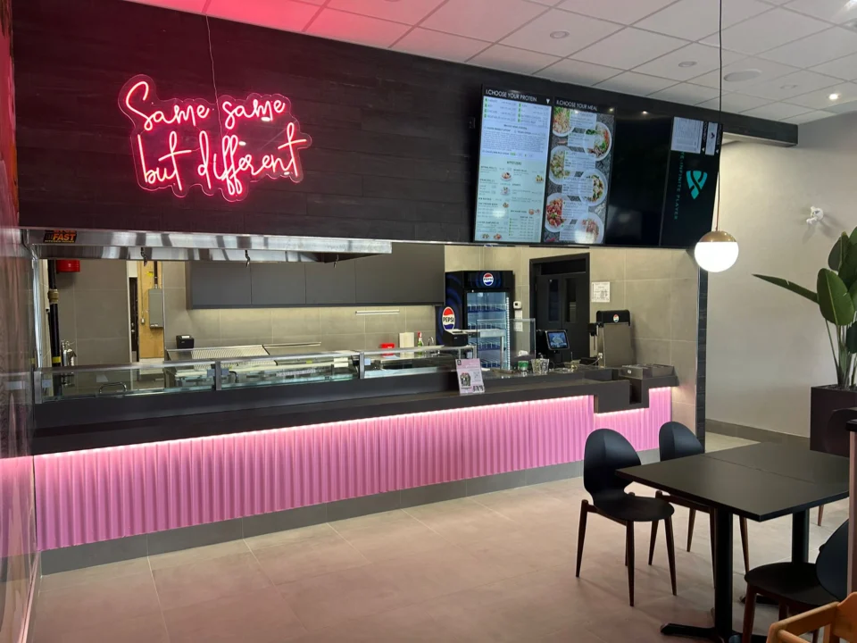 Completed Thai Express Port Perry counter and illuminated restaurant finishes