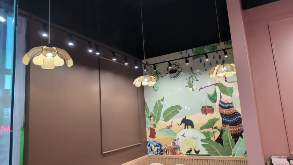 Completed restaurant lighting and electrical work at Thai Express in Brockville, Ontario.